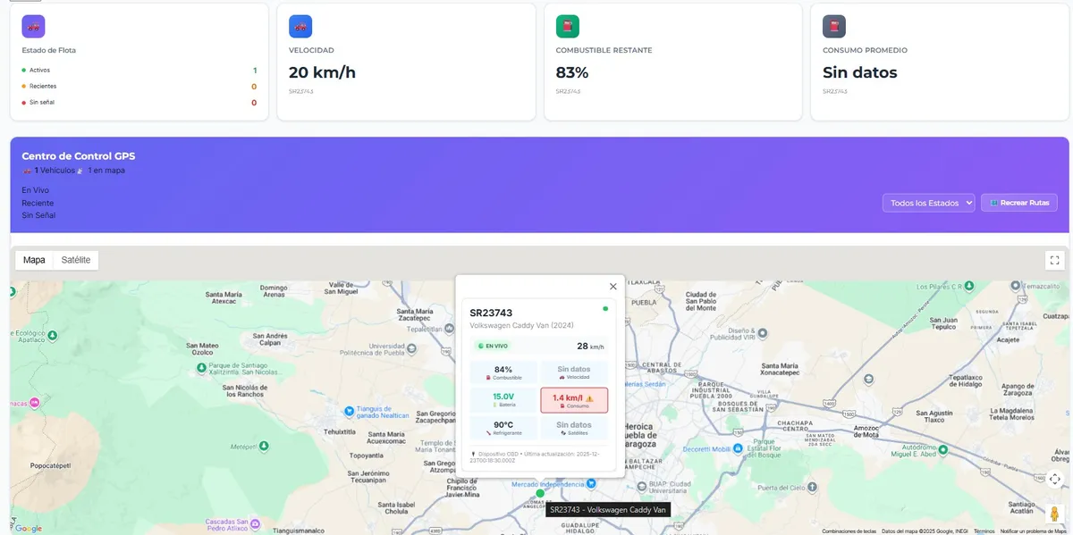 Dashboard GPS Karvia - Sistema de rastreo y ubicación en tiempo real
